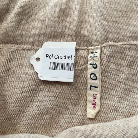 POL Crochet Maxi Skirt With Knit Mini Skirt Lining And Crochet Layer In Tan L - Picture 8 of 8